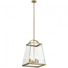 Kichler 52124BNB - Darton 25.75&#34; 4 Light Large Foyer Pendant with Clear Glass in Brushed Natural Brass