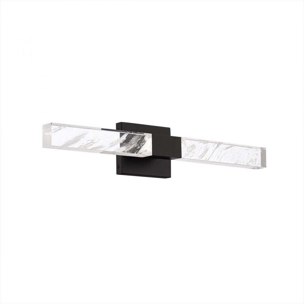 Baton 26in 120/277V LED Wall Sconce in Black with Optic Haze Quartz