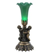 Meyda Green 11026 - 13" High Green Tiffany Pond Lily Twin Cherub Accent Lamp