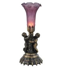 Meyda Green 11129 - 13&#34; High Lavender Pond Lily Twin Cherub Mini Lamp