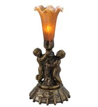 Meyda Green 11476 - 12&#34; High Amber Pond Lily Twin Cherub Mini Lamp