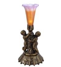 Meyda Green 11500 - 12&#34; High Amber/Purple Pond Lily Twin Cherub Mini Lamp