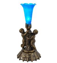 Meyda Green 11533 - 12&#34; High Blue Pond Lily Twin Cherub Mini Lamp