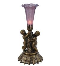 Meyda Green 11642 - 12&#34; High Lavender Pond Lily Twin Cherub Mini Lamp