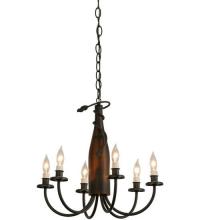 Meyda Green 121456 - 18"W Tuscan Vineyard Frosted Amber 6 LT Wine Bottle Chandelier