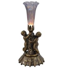 Meyda Green 12502 - 12&#34; High Purple Iridescent Pond Lily Twin Cherub Mini Lamp