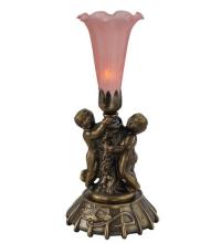 Meyda Green 12522 - 12&#34; High Pink Pond Lily Twin Cherub Mini Lamp