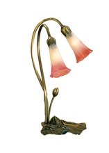 Meyda Green 14170 - 16"H Pink/White Pond Lily 2 LT Accent Lamp