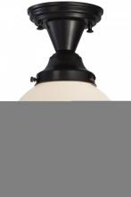 Meyda Green 143582 - 8&#34;W Revival Schoolhouse White Globe Semi-Flushmount