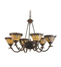 Meyda Green 16099 - 33&#34;W Tiffany Jeweled Peacock 6 LT Chandelier