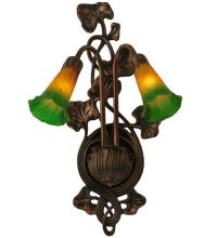 Meyda Green 16573 - 11&#34;W Amber/Green Pond Lily 2 LT Wall Sconce