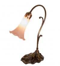 Meyda Green 17022 - 15&#34; High Pink Tiffany Pond Lily Accent Lamp