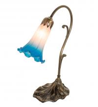 Meyda Green 17124 - 15&#34; High Pink/Blue Tiffany Pond Lily Accent Lamp