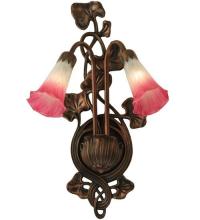 Meyda Green 17616 - 11&#34;W Pink/White Pond Lily 2 LT Wall Sconce