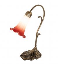Meyda Green 182113 - 15&#34; High Pink/White Tiffany Pond Lily Accent Lamp