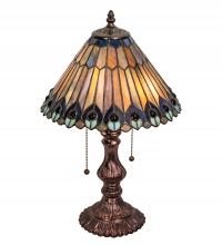 Meyda Green 217002 - 19&#34; High Tiffany Jeweled Peacock Accent Lamp
