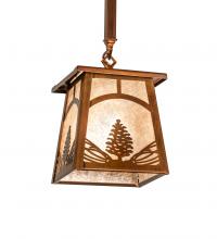 Meyda Green 227795 - 7&#34; Square Mountain Pine Mini Pendant