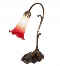 Meyda Green 251845 - 15&#34; High Seafoam/Cranberry Tiffany Pond Lily Accent Lamp