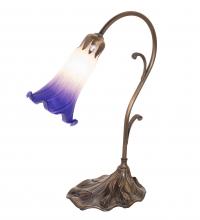Meyda Green 251854 - 15&#34; High Blue/White Tiffany Pond Lily Accent Lamp