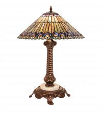 Meyda Green 251928 - 23&#34; High Tiffany Jeweled Peacock Table Lamp