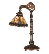 Meyda Green 32738 - 19&#34;H Tiffany Jeweled Peacock Bridge Arm Desk Lamp