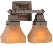 Meyda Green 50361 - 13"W Bungalow Frosted Amber 2 LT Wall Sconce