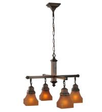 Meyda Green 50363 - 26&#34;W Bungalow Frosted Amber 4 LT Chandelier