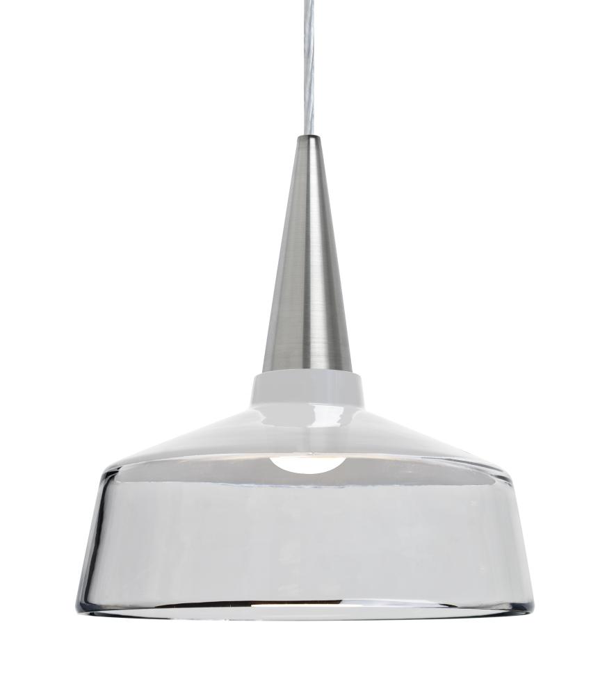 Baron 10 Cord Pendant, White/Clear, Satin Nickel Finish, 1x60W Medium base