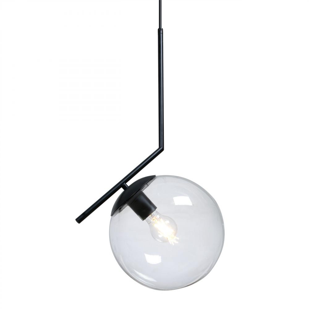 Besa Hugo Pendant, Clear/Inner Bubble, Black Finish, 1x60W MAX E26 Base