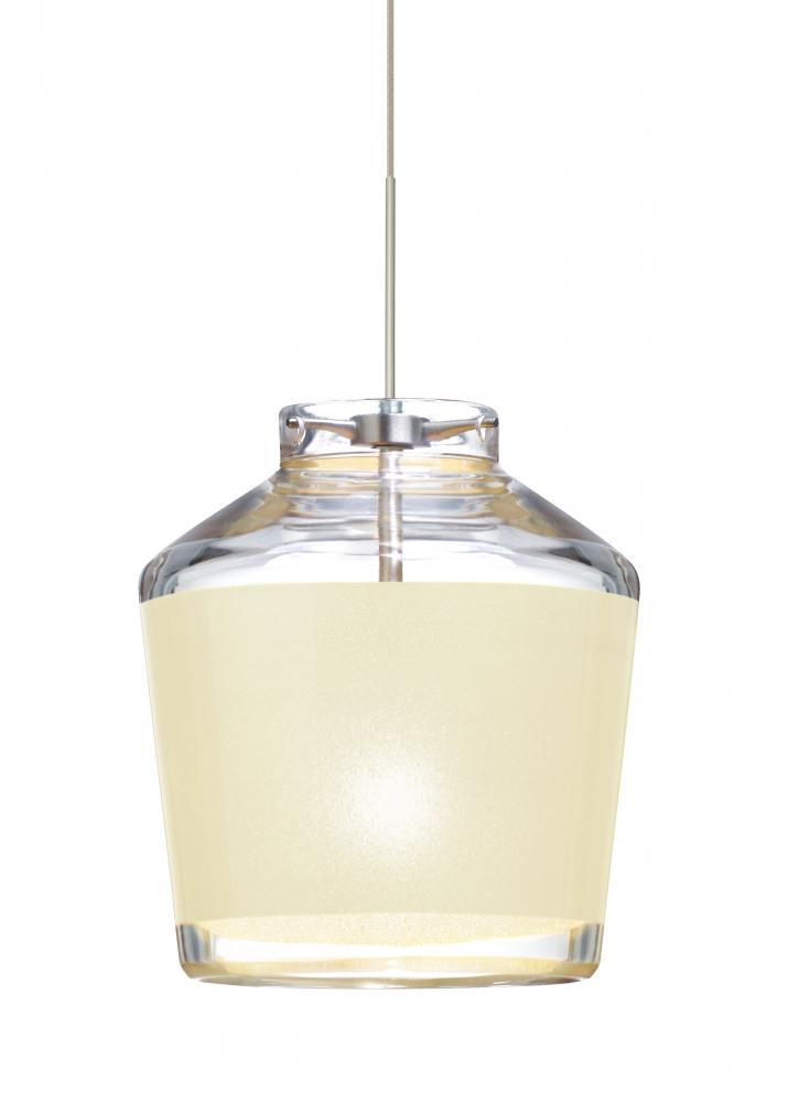 Besa Pendant Pica 6 Satin Nickel Creme Sand 1x5W LED, 15Ft. Cord