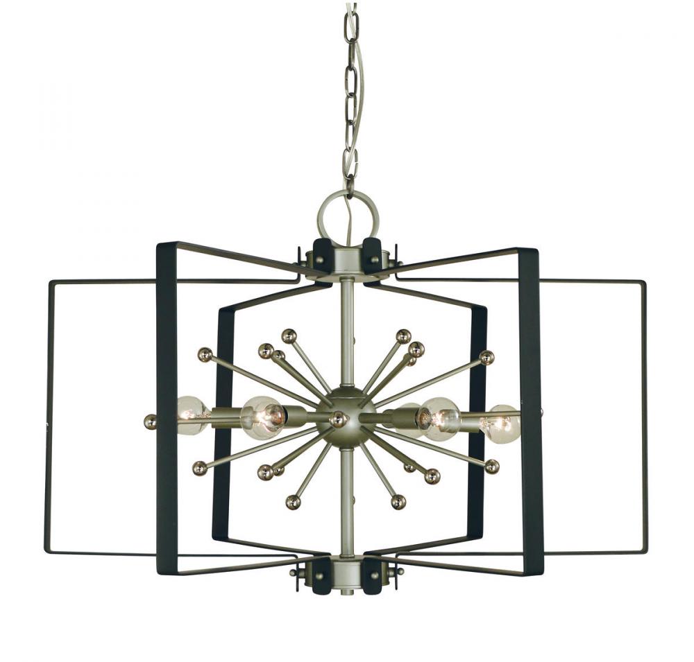 6-LIGHT SATIN PEWTER/PN/MATTE BLACK VEGA CHANDELIER