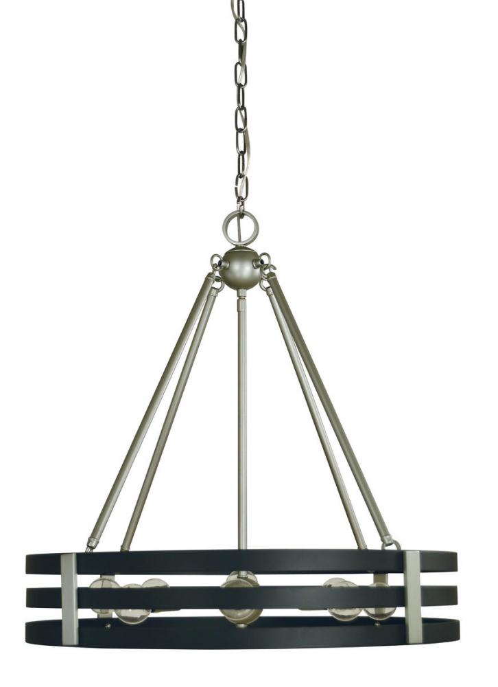 8-LIGHT SATIN PEWTER/MATTE BLACK LUXE CHANDELIER