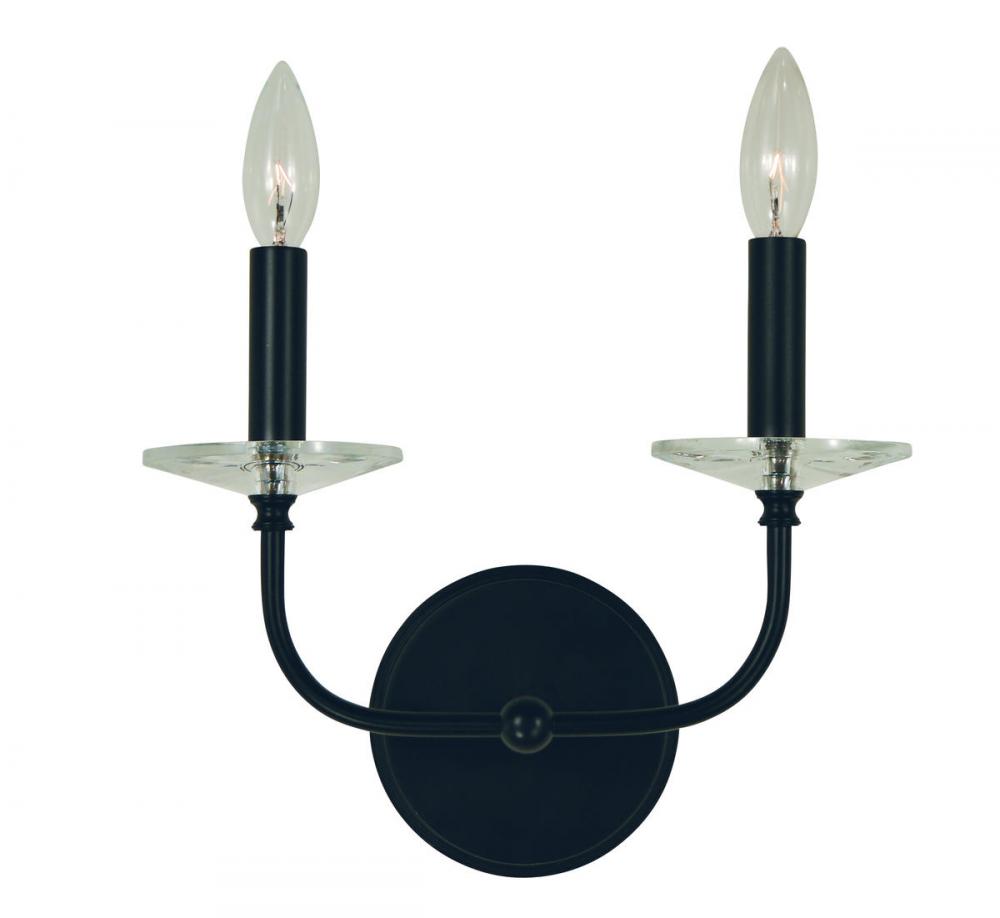 2-LIGHT MATTE BLACK ASHLEY WALL SCONCE