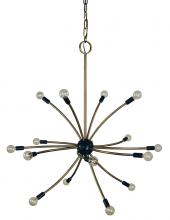 Framburg Limited Editions F-L1076 AB/MBLACK - 16-Light Antique Brass/Matte Black Comet Chandelier