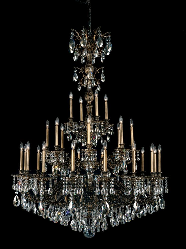 Milano 28 Light 120V Chandelier in Florentine Bronze with Radiance Crystal