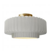 Justice Design Group CER-6375-BIS-BRSS-LED1-700 - Large Tier Pleated LED Semi-Flush