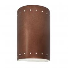 Justice Design Group CER-0990W-ANTC-LED1-1000 - Small Cylinder w/ Perfs - Closed Top (Outdoor) - LED