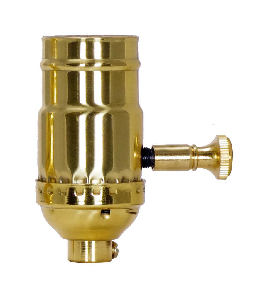 150W Full Range Turn Knob Dimmer Socket; 1/8 IPS; 3 Piece Stamped Solid Brass; Polished Brass