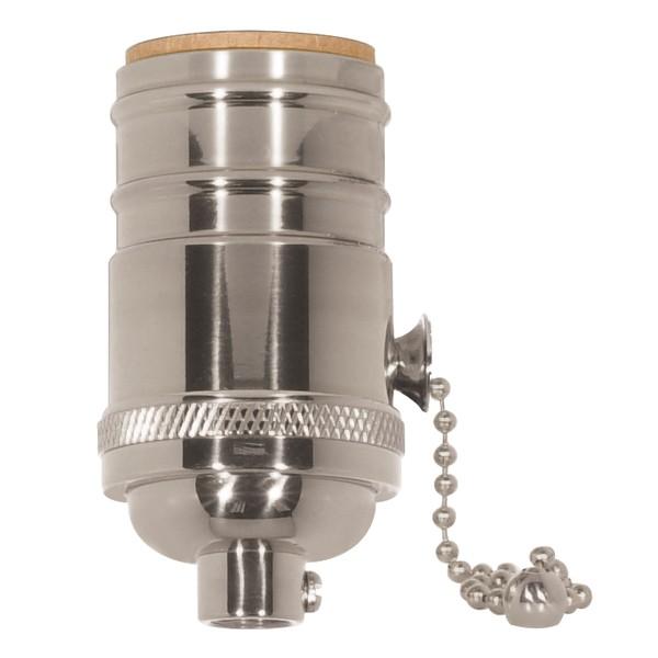 On-Off Pull Chain Socket; 1/8 IPS; 4 Piece Stamped Solid Brass; Polished Nickel Finish; 660W; 250V