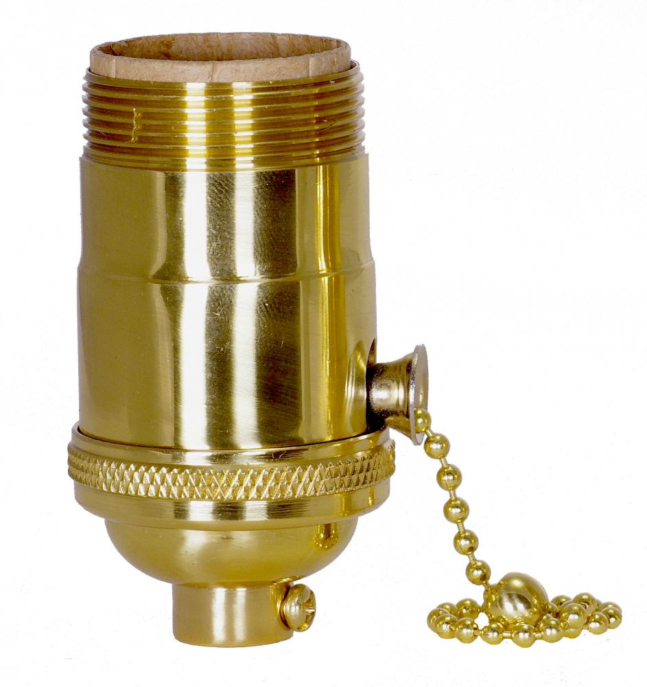 On-Off Pull Chain Socket; 1/8 IPS; 4 Piece Stamped Solid Brass; Polished Brass Finish; 660W; 250V;