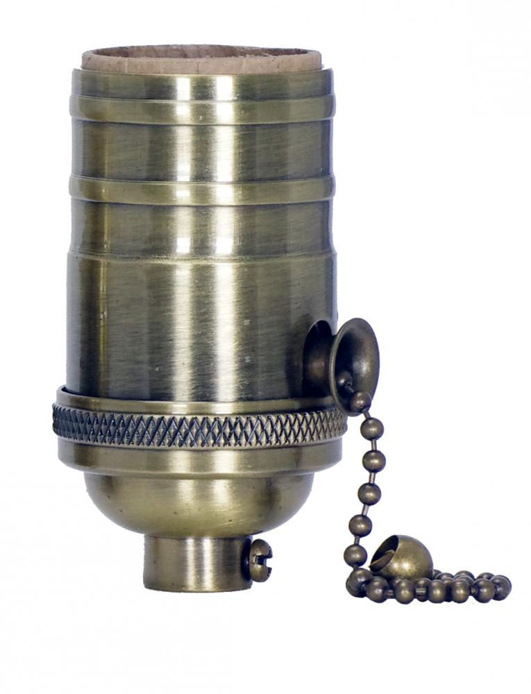 On-Off Pull Chain Socket; 1/8 IPS; 4 Piece Stamped Solid Brass; Antique Brass Finish; 660W; 250V