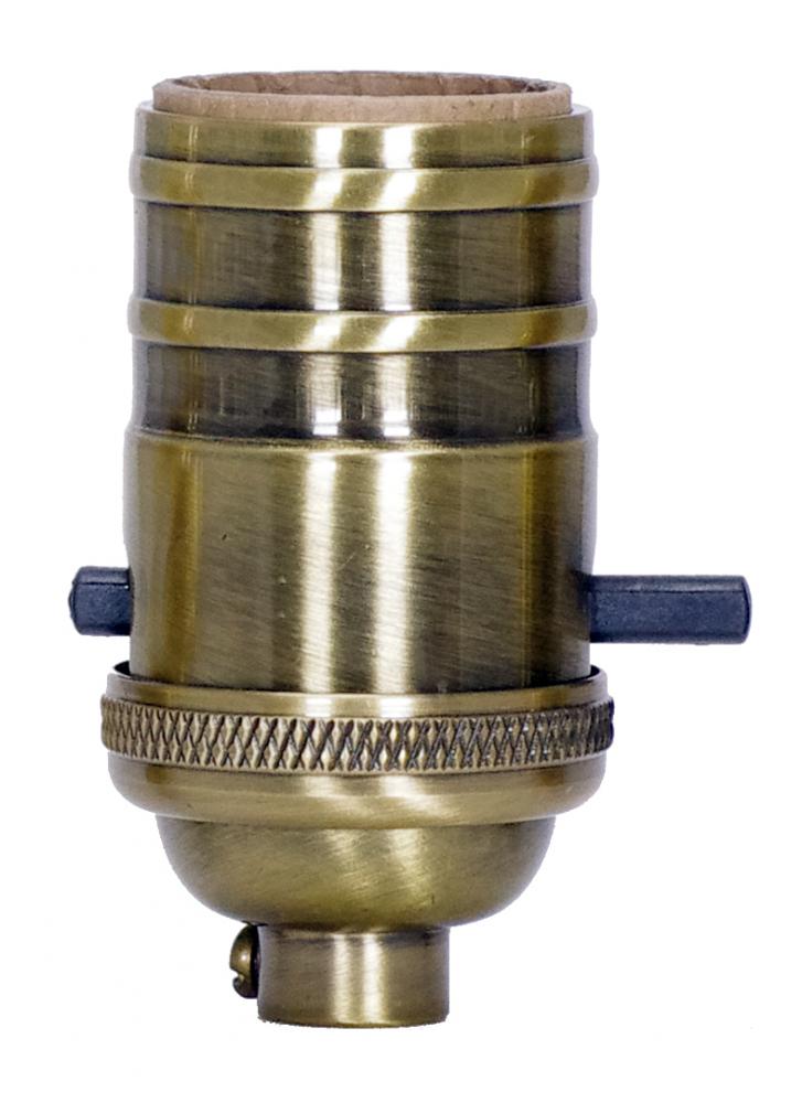 On-Off Push Thru Socket; 1/8 IPS; 4 Piece Stamped Solid Brass; Antique Brass Finish; 660W; 250V