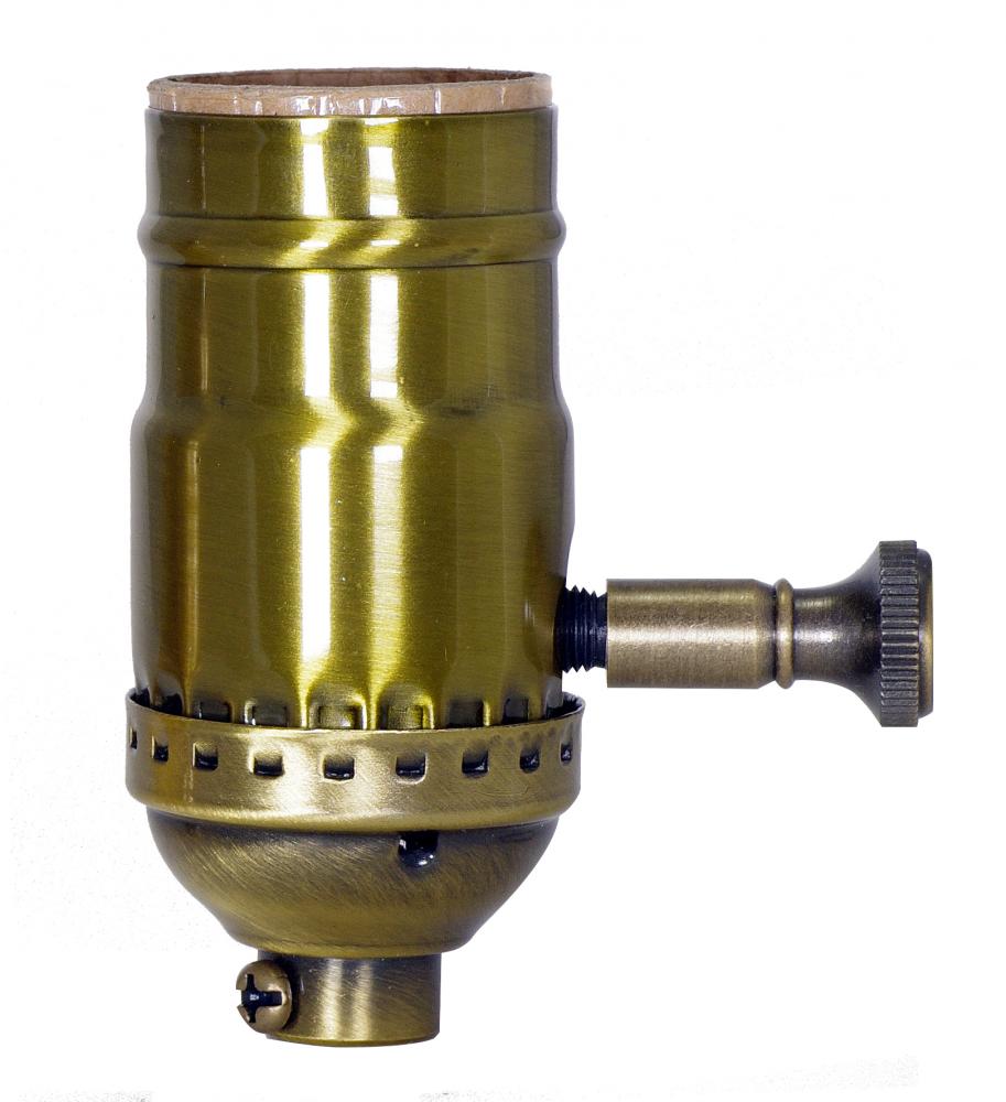 150W Full Range Turn Knob Dimmer Socket; 1/8 IPS; 3 Piece Stamped Solid Brass; Antique Brass Finish;