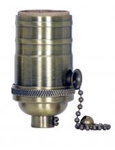 Satco Products Inc. 80/2210 - On-Off Pull Chain Socket; 1/8 IPS; 4 Piece Stamped Solid Brass; Antique Brass Finish; 660W; 250V