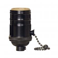 Satco Products Inc. 80/2509 - On-Off Pull Chain Socket; 1/8 IPS; 4 Piece Stamped Solid Brass; Black Finish; 660W; 250V