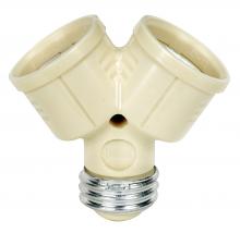 Satco Products Inc. 90/2465 - Single to Twin Lampholder; Ivory Finish; 2-3/4&#34; Overall Height; 2&#34; Extension; 660W Max; 250V