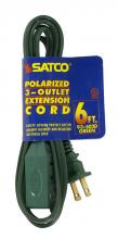 Satco Products Inc. 93/5020 - 6 Foot Extension Cord; Green Finish; 16/2 SPT-2; Indoor Only; 13A-125V-1625W Rating