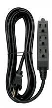 Satco Products Inc. 93/5056 - 12 Foot, 3 Wire, 3 Outlet Indoor Banana Extension Cord; 16-3 SJT Black; 13A-125V; 1625W