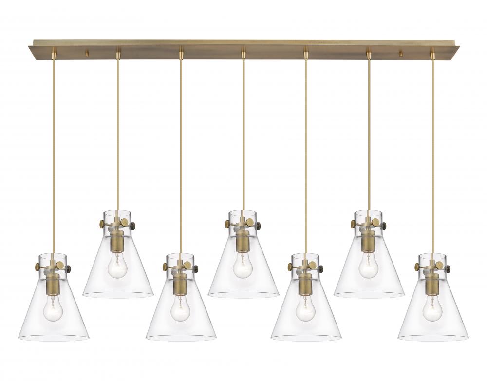 Newton Cone - 7 Light - 52 inch - Brushed Brass - Linear Pendant