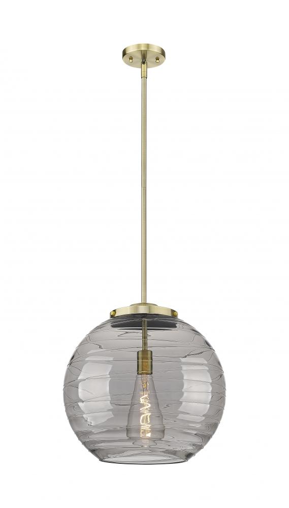 Athens Deco Swirl - 1 Light - 16 inch - Antique Brass - Cord hung - Pendant